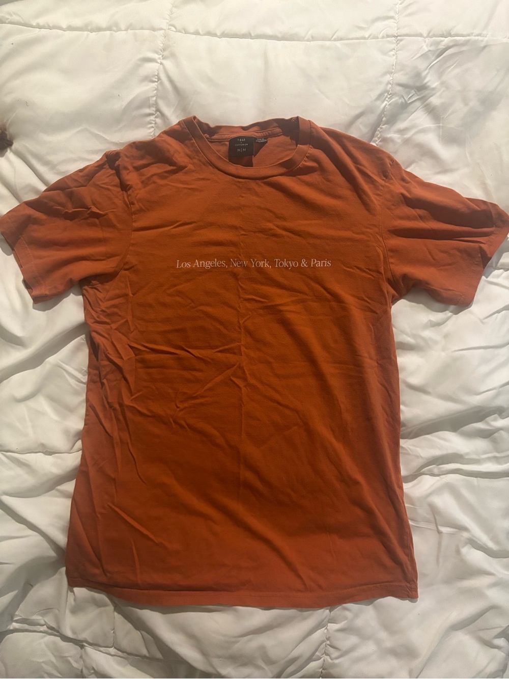 Cotton On Orange Crew Neck Tee with City Text